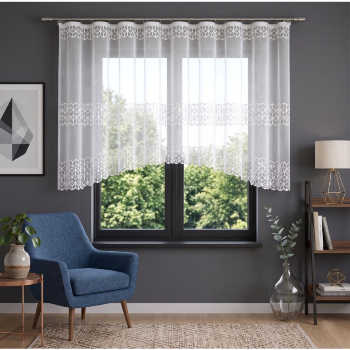 Dekorační žakárová záclona s řasící páskou EGONA 120 bílá 400x120 cm MyBestHome
