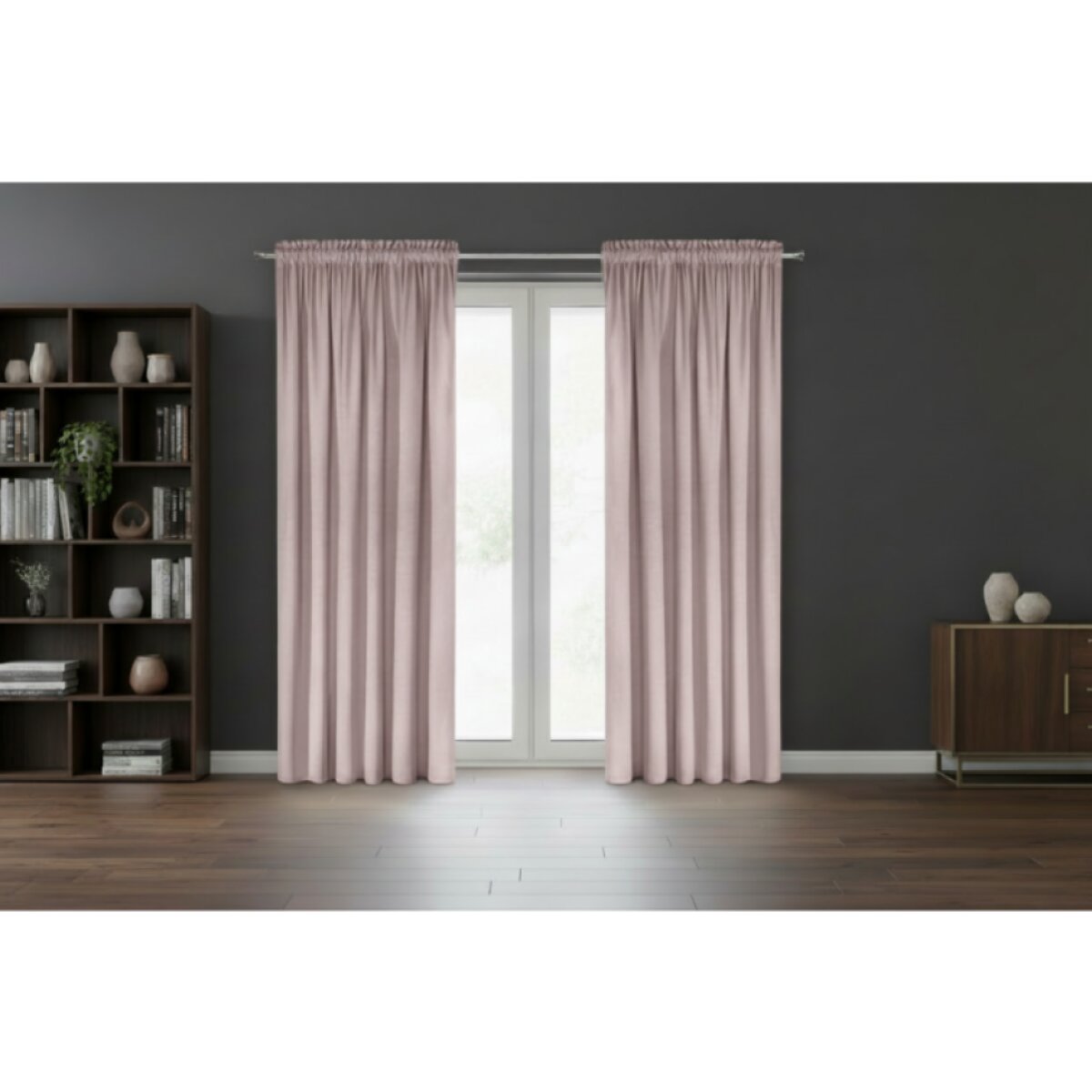 Dekorační VELVET závěs s řasící páskou ESTER 140x270 cm pudrová růžová (cena za 1 kus) MyBestHome