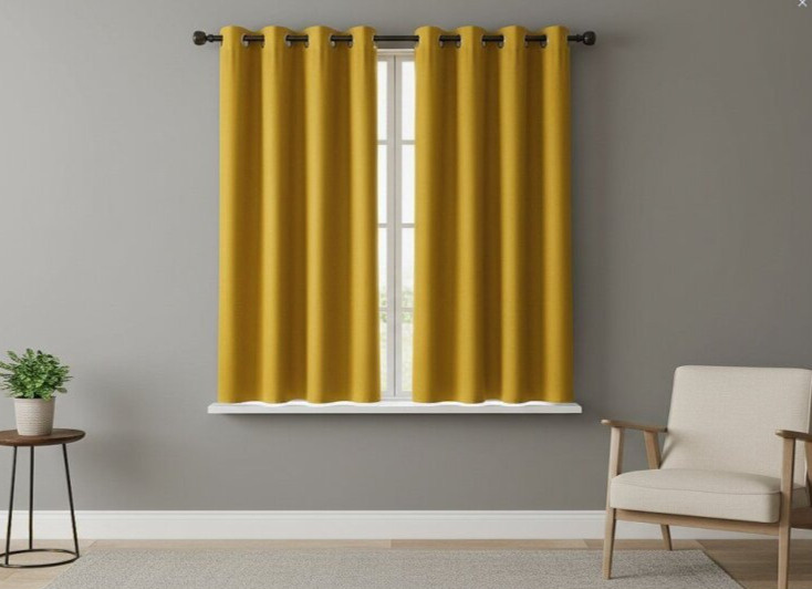 Zatemňovací krátký závěs s kroužky "BLACKOUT" NEW VITORIA 135x160 cm mustard/hořčicová (cena za 1 kus) Mybesthome