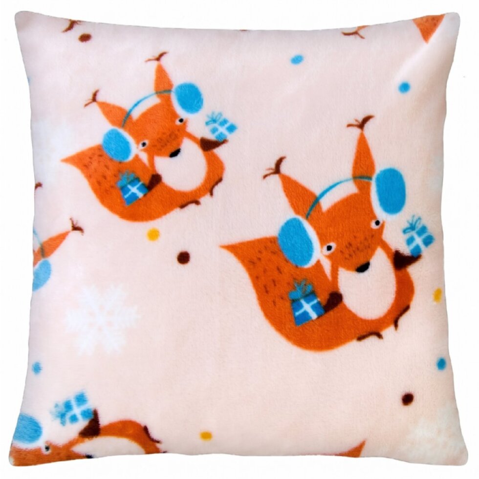 Vánoční povlak na polštář X-MAS FRIENDS veverka se sluchátky 40x40 cm