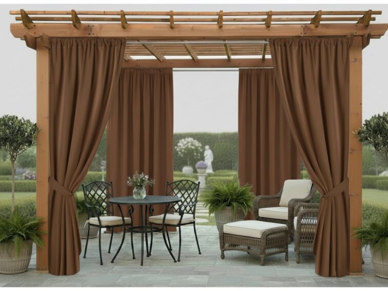 Venkovní zahradní závěs s tunýlkem JAMAICA color 22 hnědá, různé rozměry MyBestHome