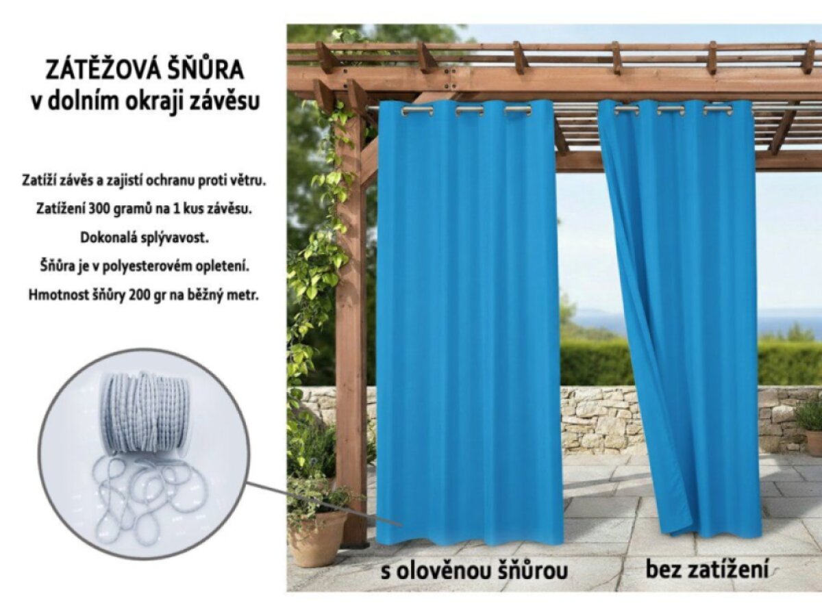 Venkovní zahradní závěs s kroužky MONTANA color 39 modrá, různé rozměry MyBestHome