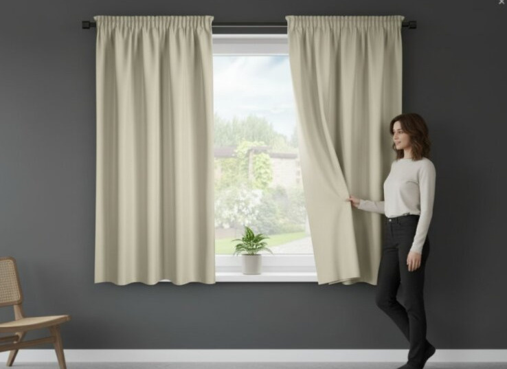 Dekorační krátký závěs s řasící páskou SAMARA světlá béžová 140x175 cm (cena za 1 kus) MyBestHome