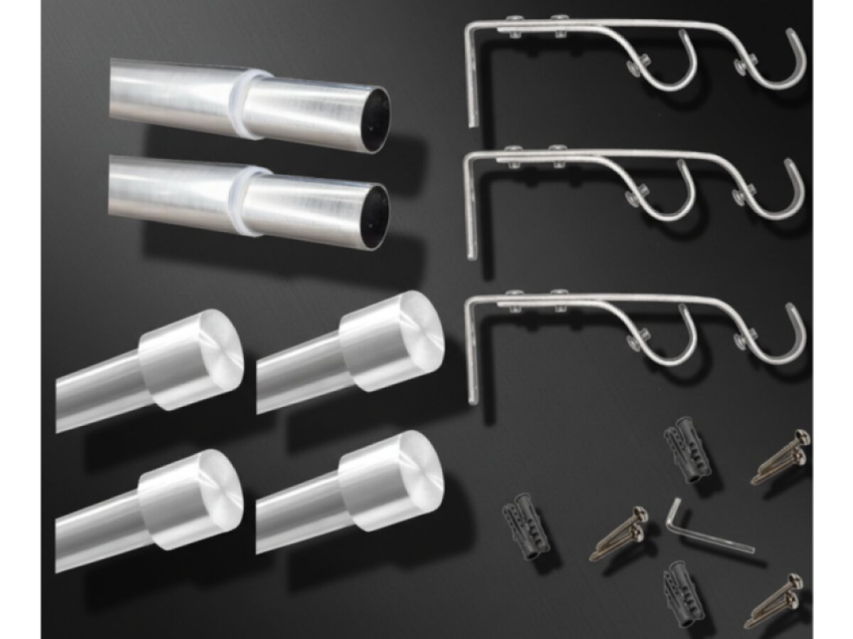 Kovová teleskopická garnýž VINCENZO DUO nerezová ocel 200-350 cm Ø 16/19 mm dvouřadá Mybesthome