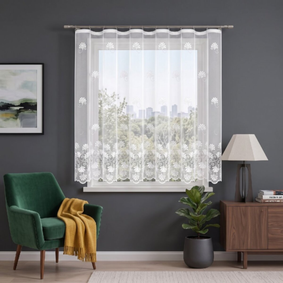 Dekorační žakárová záclona s řasící páskou GARDINIA 160 bílá 300x160 cm MyBestHome