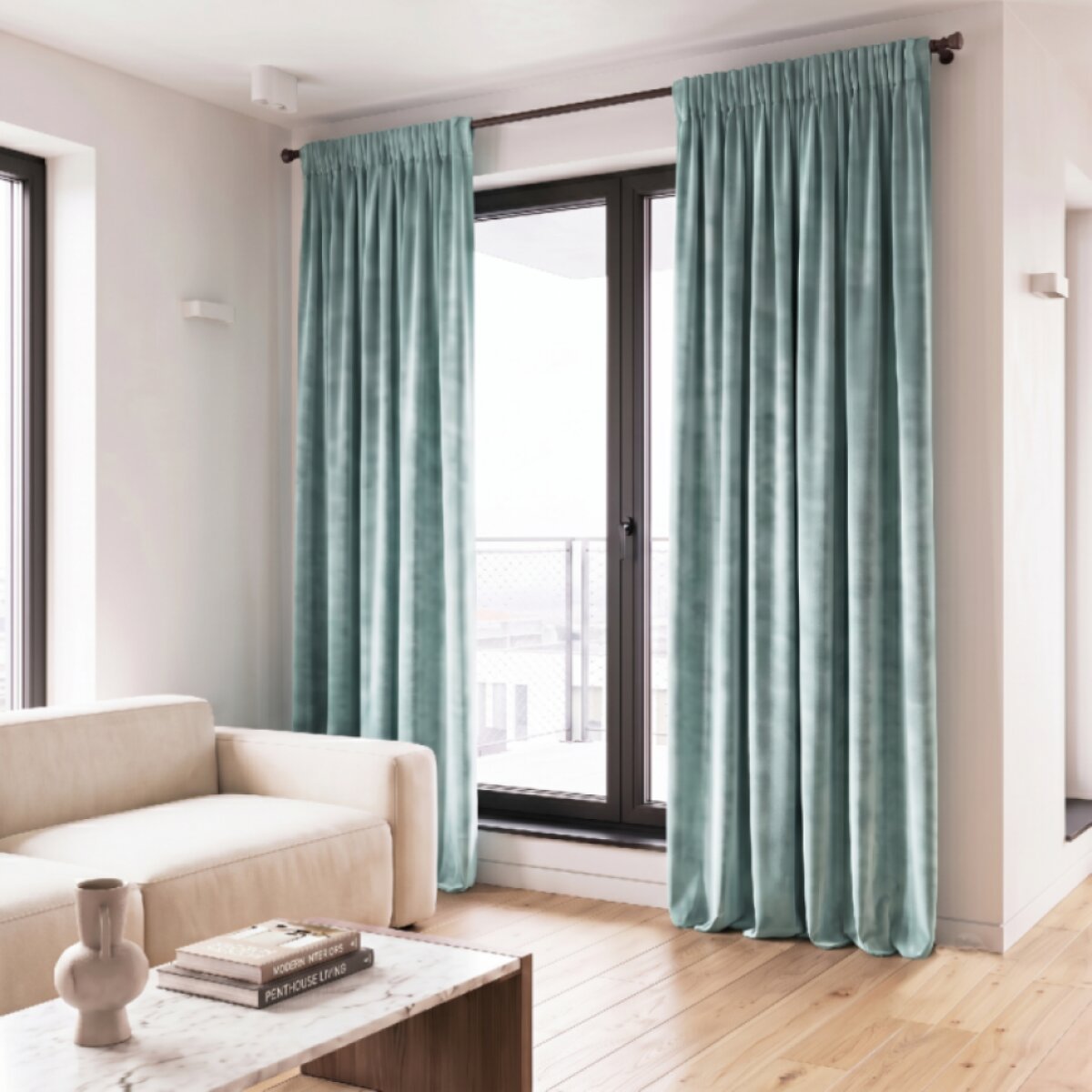 Dekorační závěs s řasící páskou VALMONT 140 cm x 250 nebo 260 cm color 007 mátová (cena za 1 kus) MyBestHome
