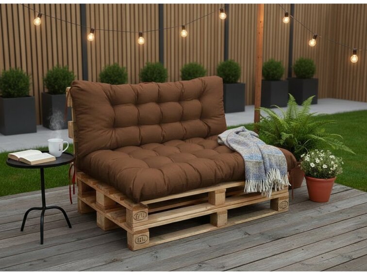 Paletové prošívané sezení PIETRO SET - sedák 120x80 cm, opěrka 120x40 cm, color 22 hnědá, Mybesthome