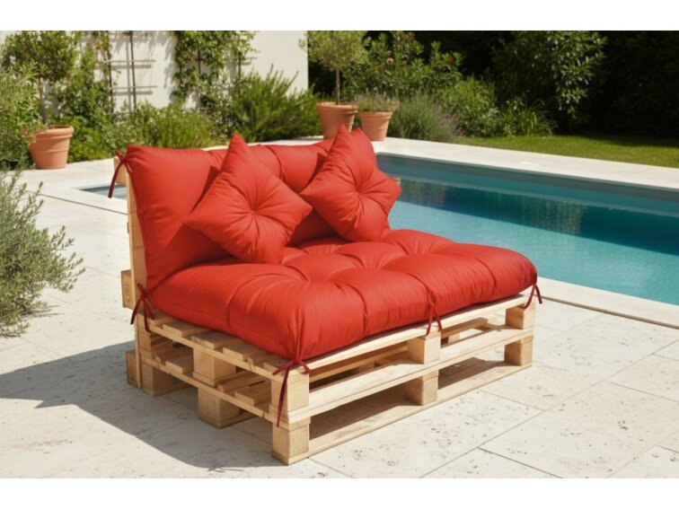 Polstr CARLOS color 10 červená, sedák 120x80 cm, opěrka 120x40 cm, paletové prošívané sezení Mybesthome