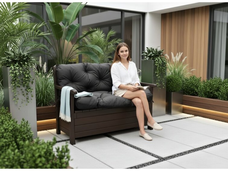 Prošívané sezení JONAS color 02 ANTRACIT různé rozměry, polstr na zahradní lavici - sedák s opěrkou, Mybesthome