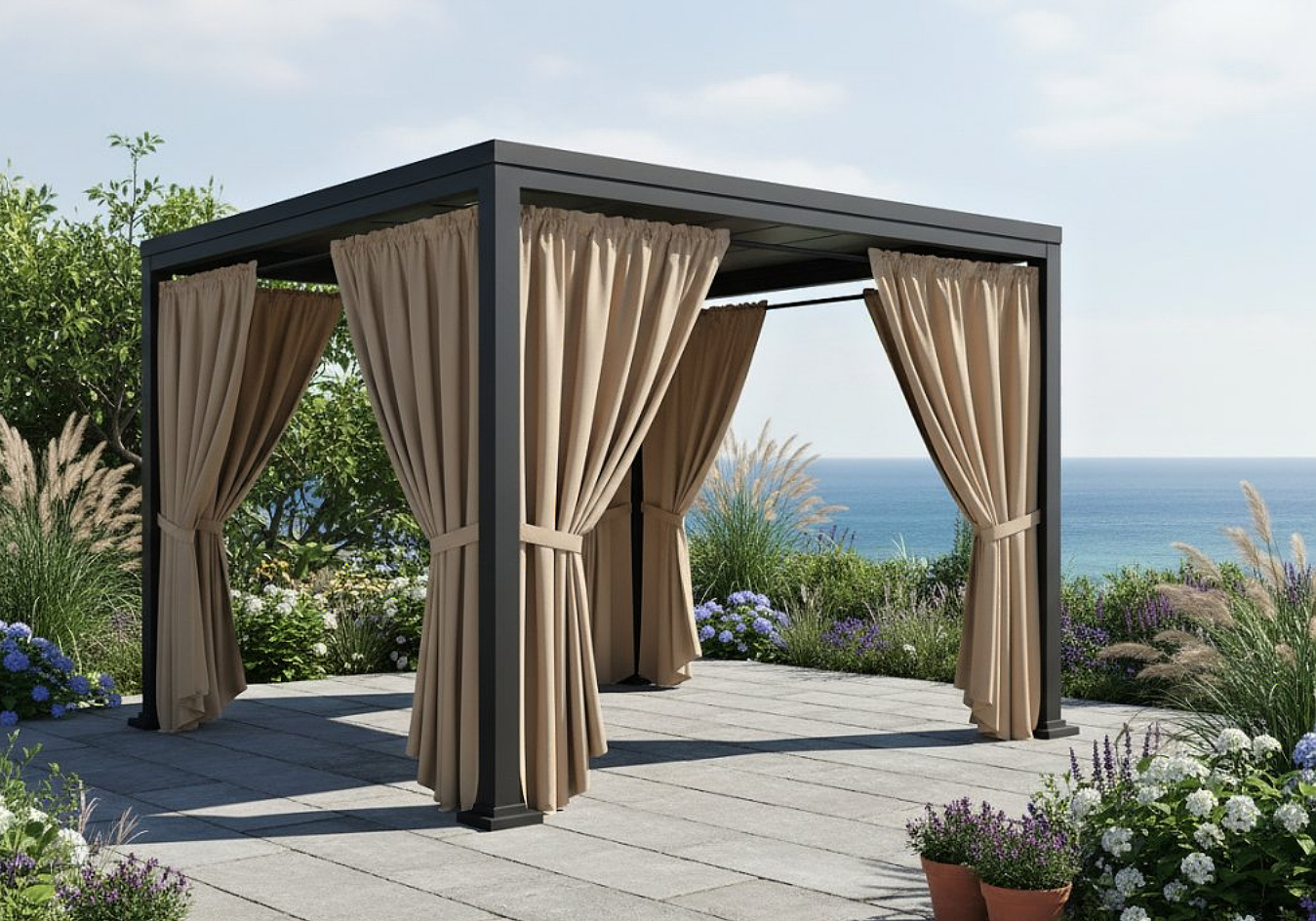 Venkovní zahradní závěs s tunýlkem BOGOTA béžová 07 různé rozměry MyBestHome