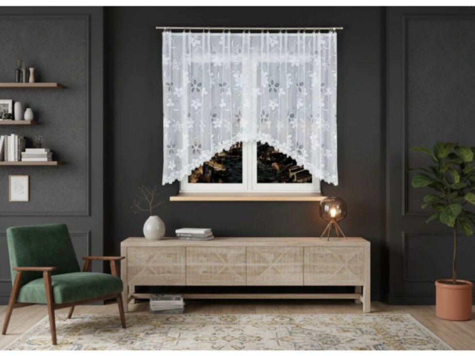 Dekorační oblouková krátká záclona na žabky RENATA 150 bílá 300x150 cm MyBestHome