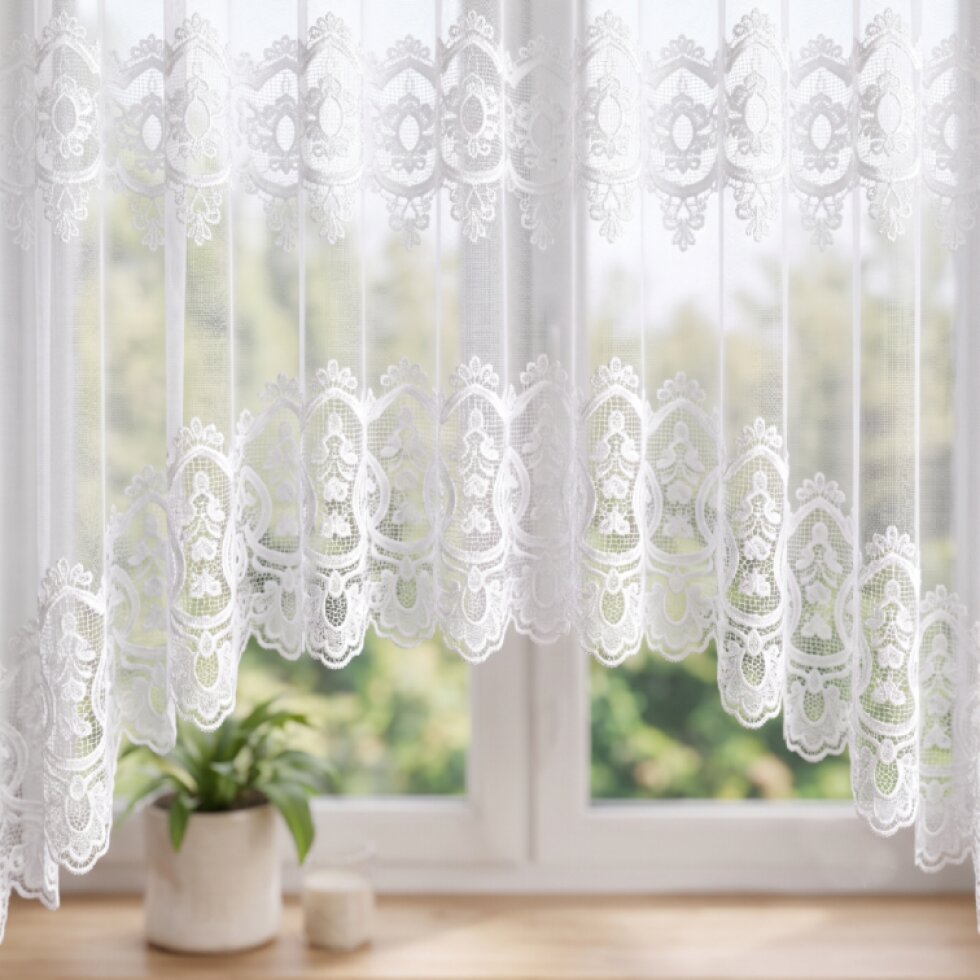 Dekorační oblouková krátká záclona na žabky VIOLETTA 120 bílá 250x120 cm MyBestHome