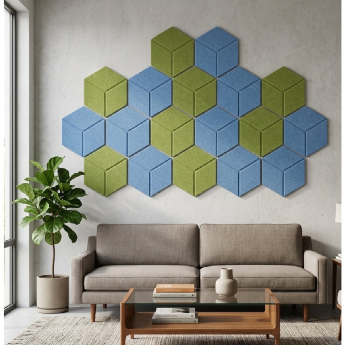 Dekorativní filcový nástěnný panel CROSS DESIGN pomerančová 40x46 cm hexagon - sada 2 ks