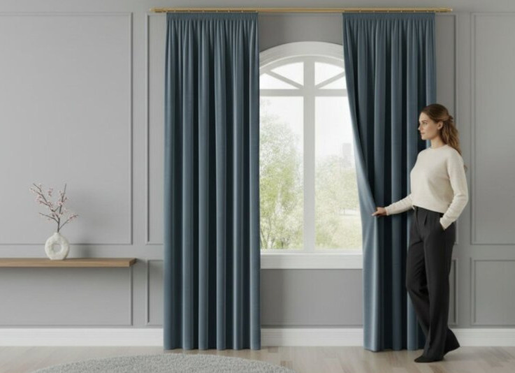 Dekorační závěs s řasící páskou VALMONT 140 cm x 250 nebo 260 cm color 063 modrá (cena za 1 kus) MyBestHome