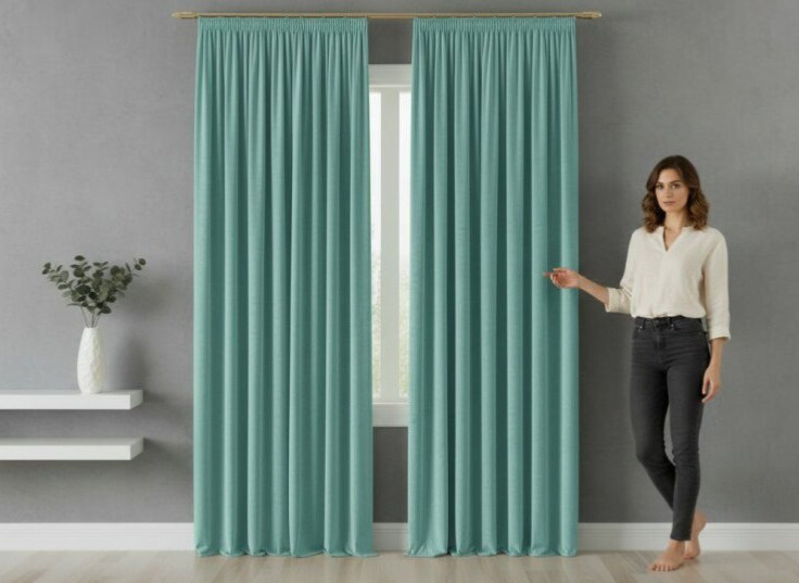 Dekorační závěs s řasící páskou VALMONT 140 cm x 250 nebo 260 cm color 007 mátová (cena za 1 kus) MyBestHome