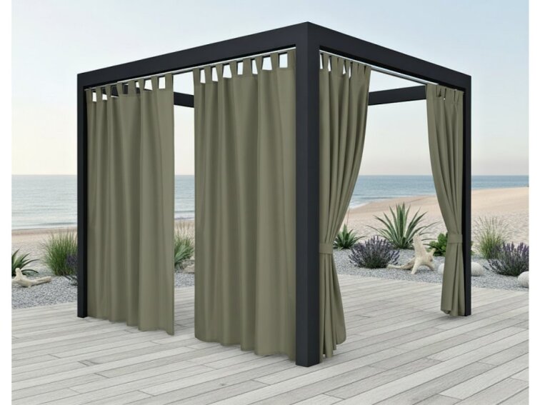 Venkovní zahradní závěs s poutky PORTO tmavě béžová 04 různé rozměry Mybesthome