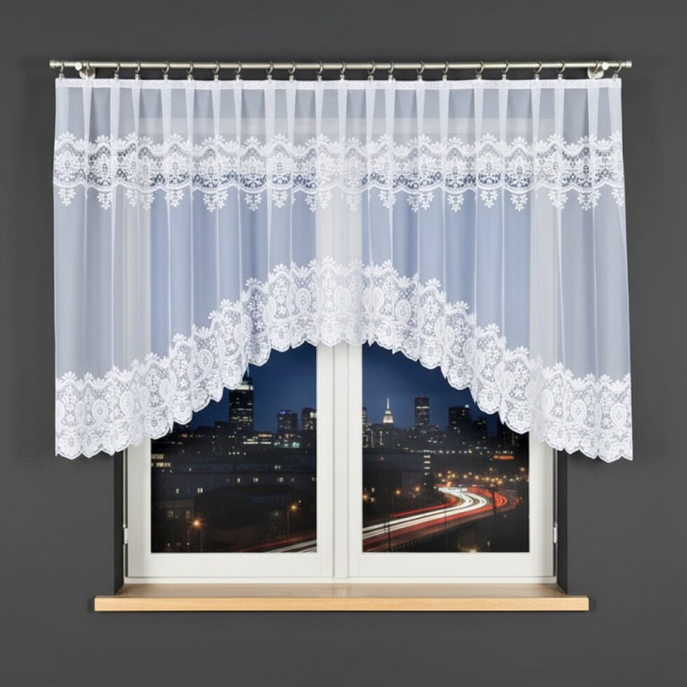 Dekorační oblouková krátká záclona na žabky VIOLETTA 120 bílá 250x120 cm MyBestHome