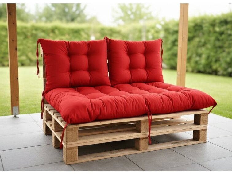 Paletové prošívané sezení MATTEO SET - sedák 120x80 cm, 2x opěrka 60x40 cm, červená color 11, Mybesthome