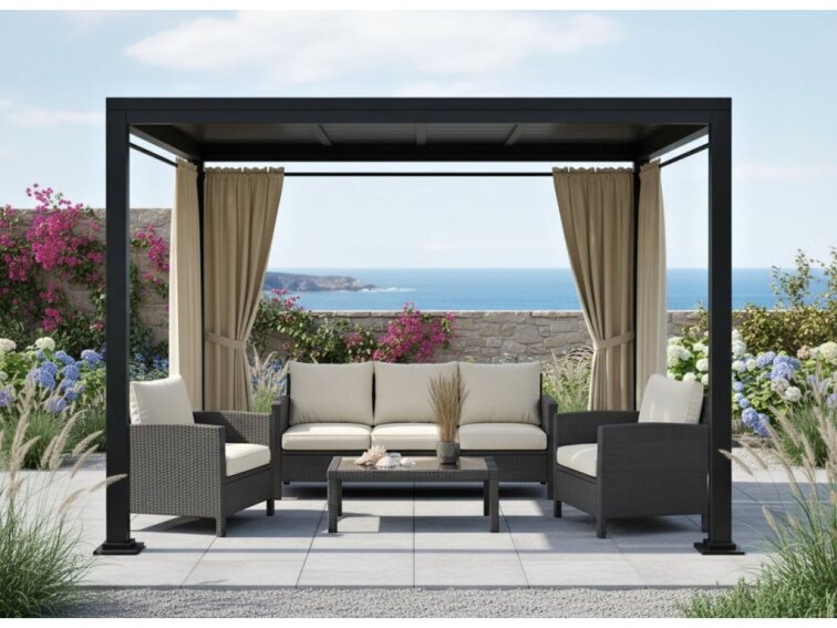 Venkovní zahradní závěs s tunýlkem BOGOTA světle béžová 03 různé rozměry MyBestHome