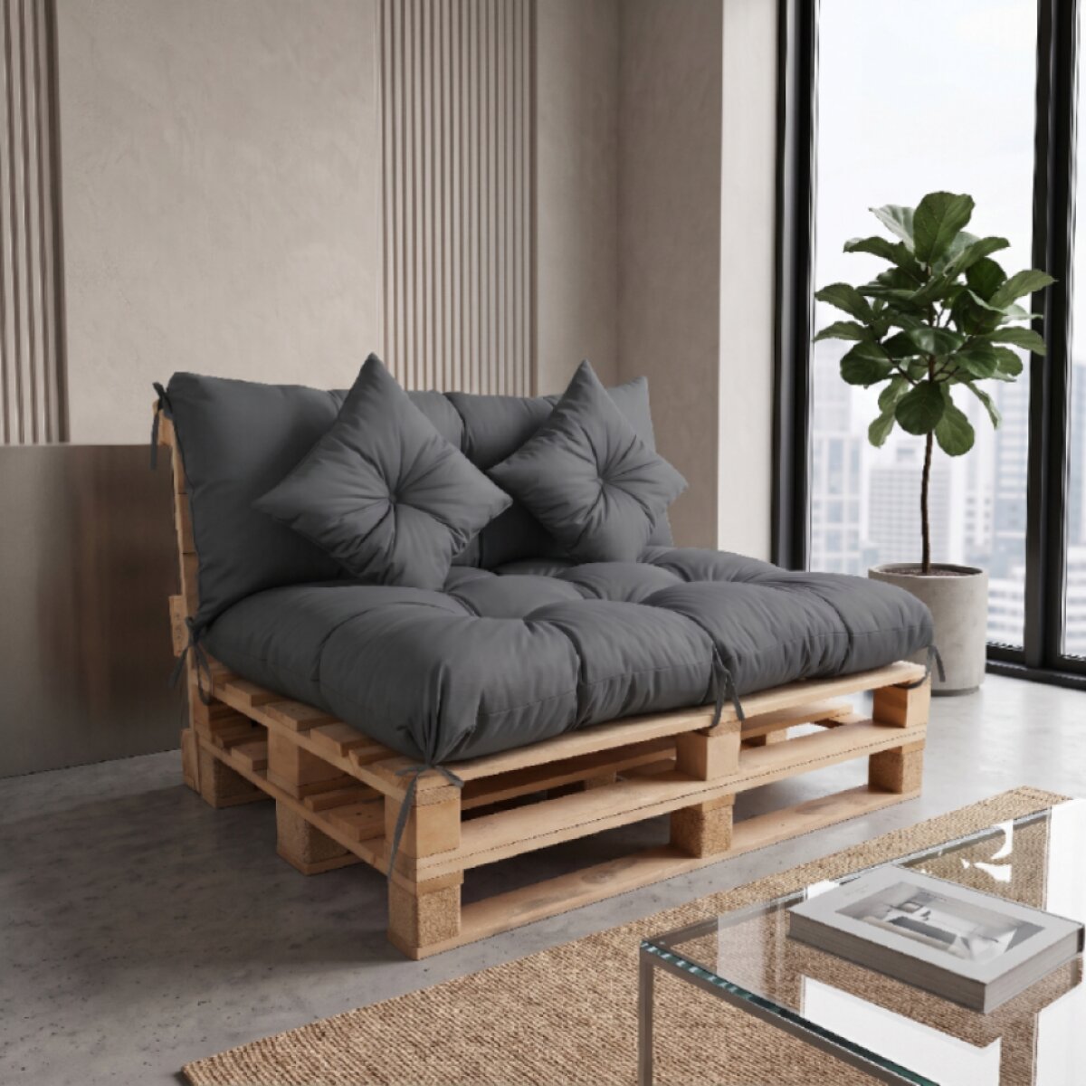 Interiérový polstr na palety LIVING 23 šedá – do obývacího pokoje MyBestHome