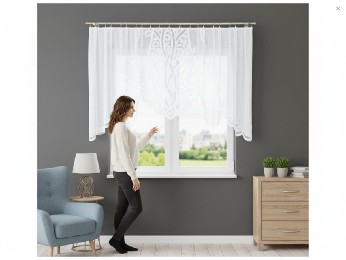 Dekorační krátká záclona na žabky s kroužky POLA bílá 300x120 cm MyBestHome