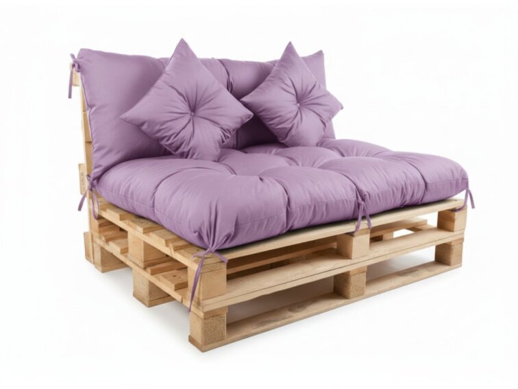 Polstr CARLOS color 30 lila, sedák 120x80 cm, opěrka 120x40 cm, paletové prošívané sezení Mybesthome