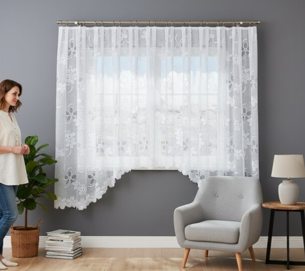 Dekorační oblouková dlouhá záclona na žabky RENATA 175 bílá 300x175 cm MyBestHome