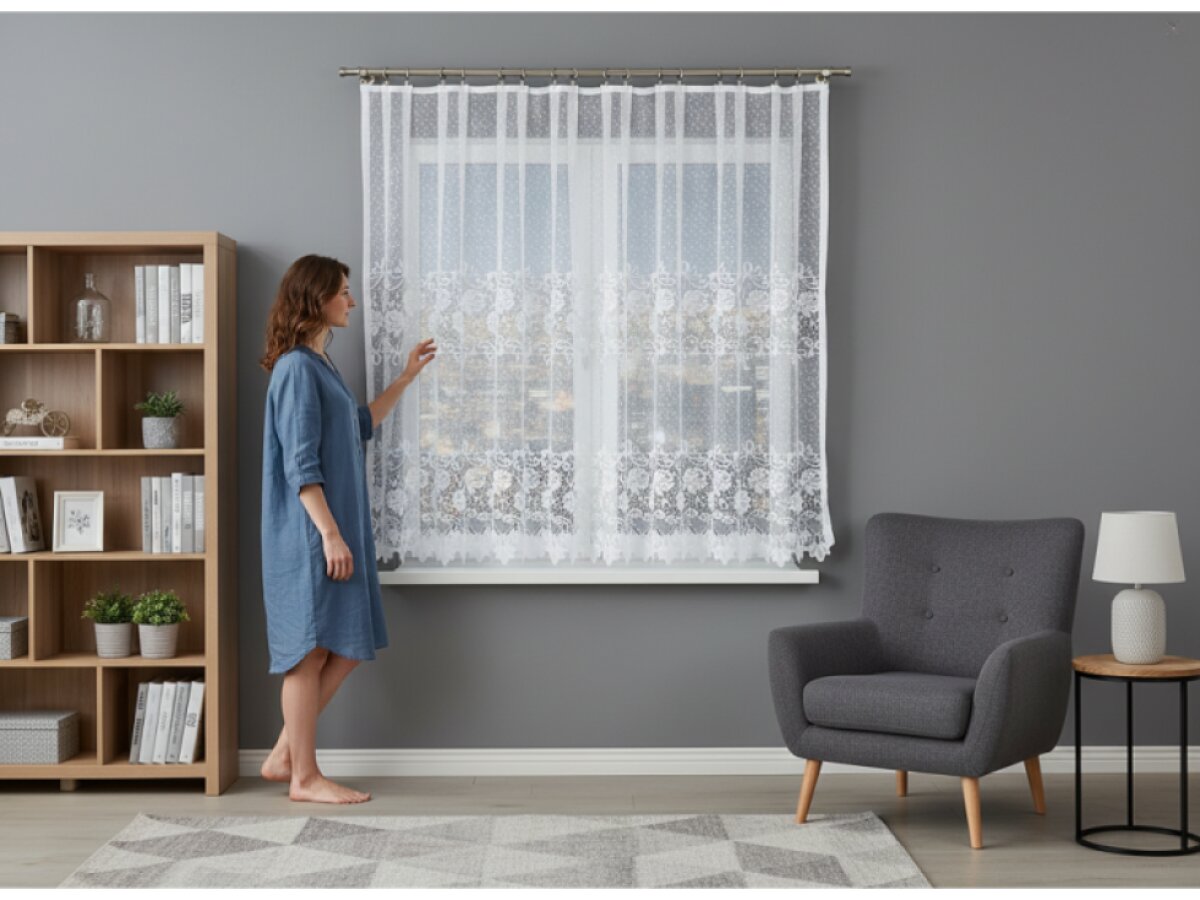 Dekorační krátká záclona na žabky DEMETRIA LINE 160 bílá 300x160 cm MyBestHome