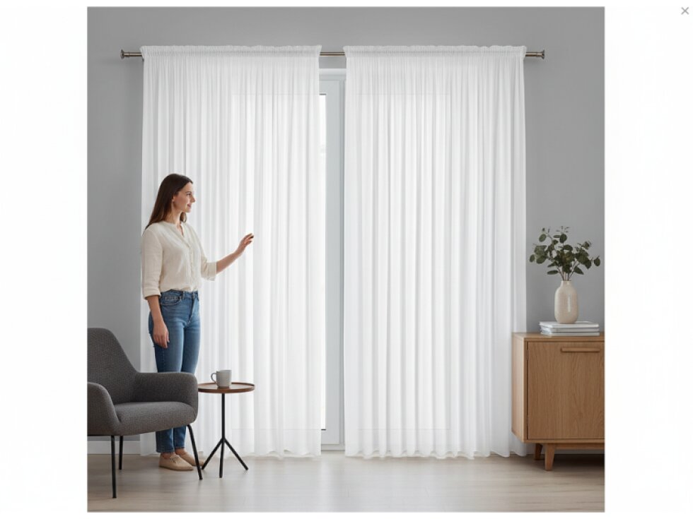 Dekorační dlouhá matná šifonová záclona s řasící páskou BETTY TAPE 400x270 cm bílá (cena za 1 kus) MyBestHome