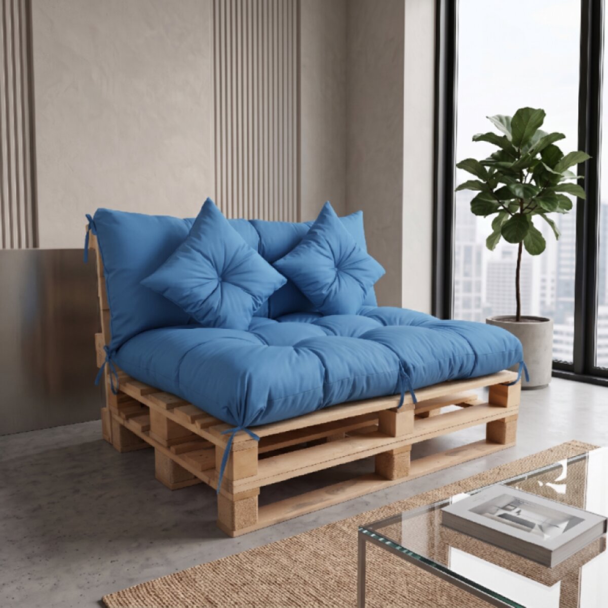 Interiérový polstr na palety LIVING 39 modrá – do obývacího pokoje MyBestHome