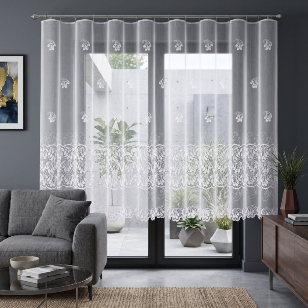 Dekorační žakárová záclona s řasící páskou LUSYA 150 bílá 400x150 cm MyBestHome