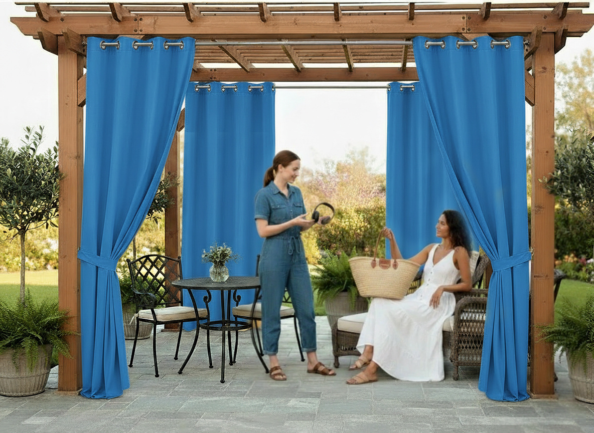 Venkovní zahradní závěs s kroužky MONTANA color 39 modrá, různé rozměry MyBestHome