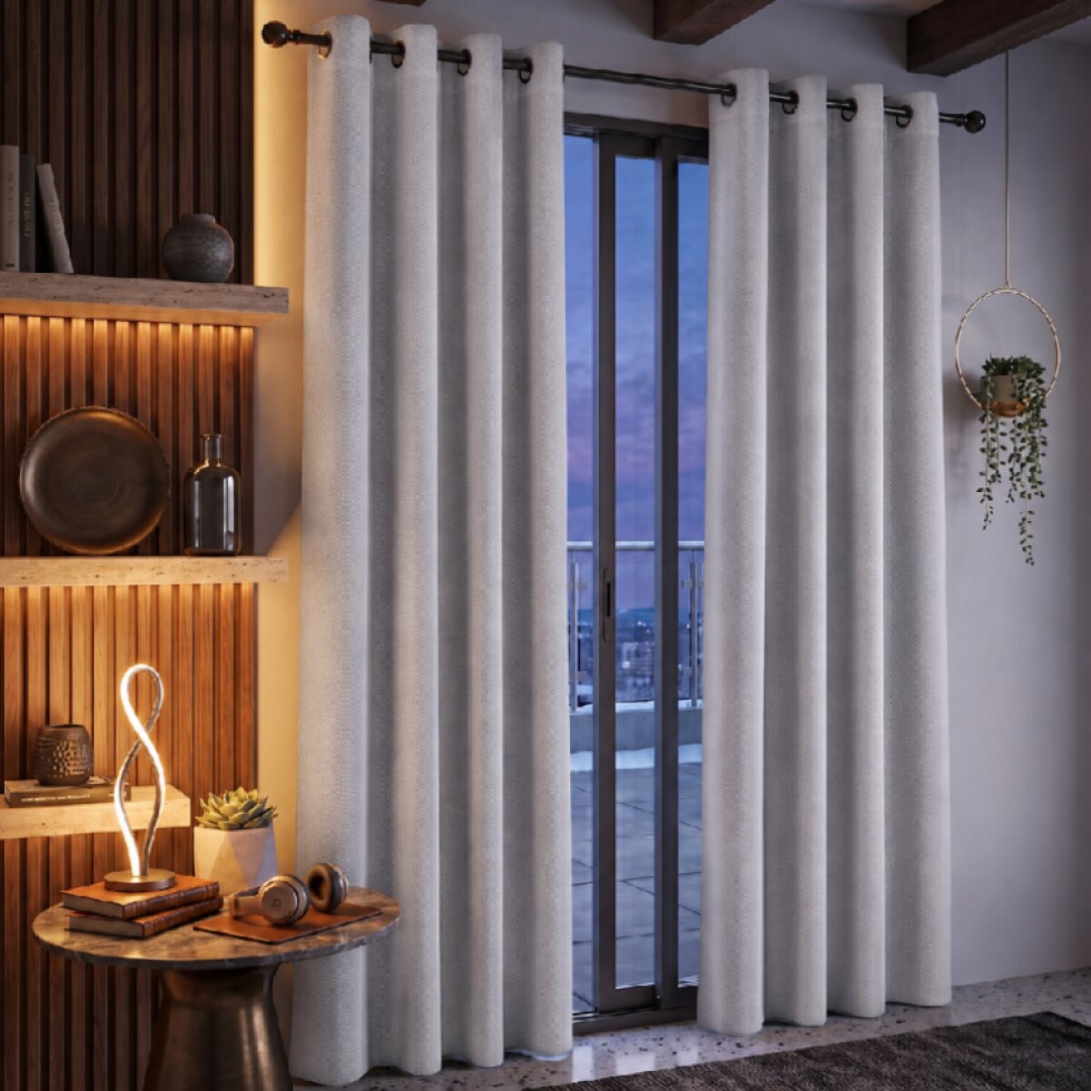 Termoizolační blackout závěs POLAIRE světle šedá 140×260 cm na kroužky