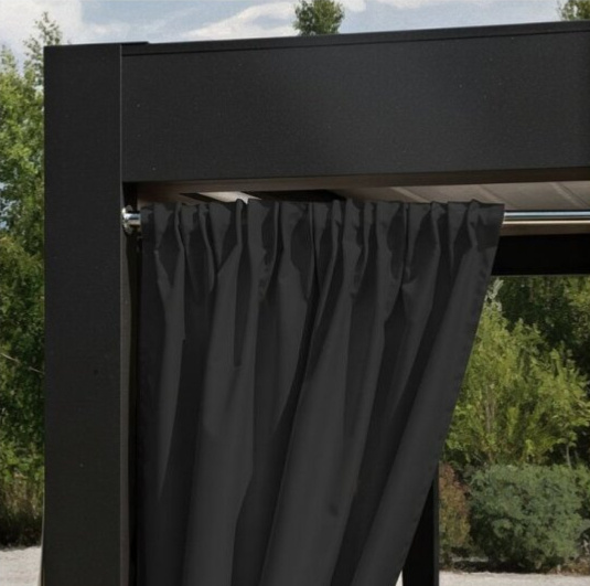 Venkovní zahradní závěs s kroužky GARDENIA TAPE černá, šířka 140 cm výška různé rozměry Mybesthome