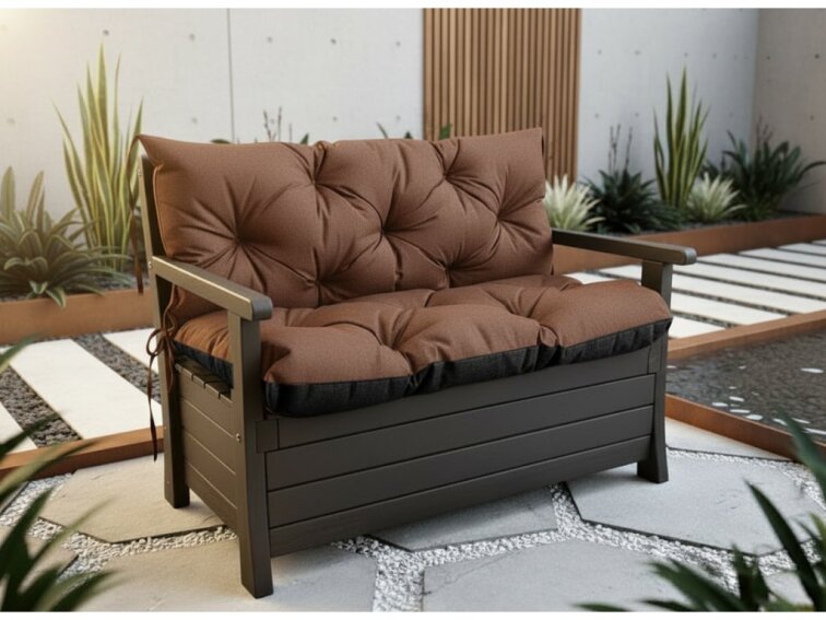 Prošívané sezení ELIAS 550 color 22 HNĚDÁ různé rozměry, polstr na zahradní lavici - sedák s opěrkou, Mybesthome