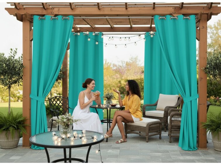 Venkovní zahradní závěs s kroužky MONTANA color 51 tyrkysová, různé rozměry MyBestHome