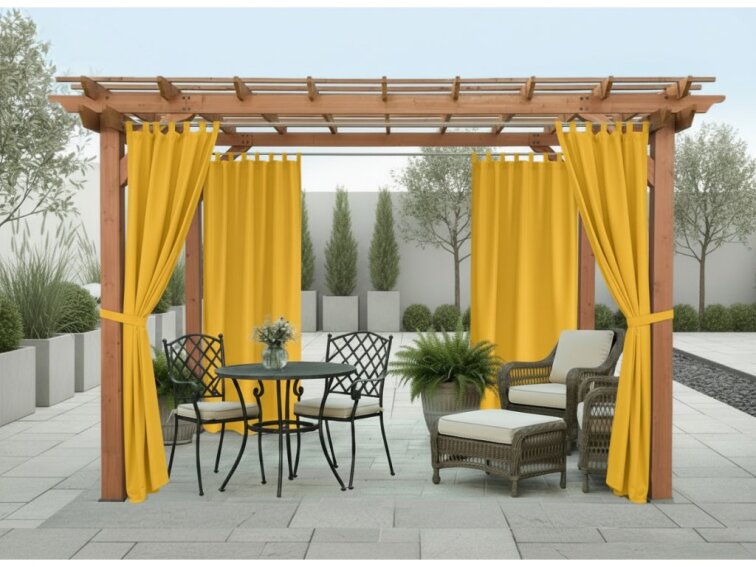 Venkovní zahradní závěs s poutky SANTIAGO color 40 mustard/hořčicová, různé rozměry MyBestHome