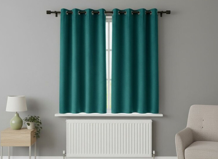 Zatemňovací krátký závěs s kroužky "BLACKOUT" NEW VITORIA 135x160 cm tyrkysová (cena za 1 kus) Mybesthome