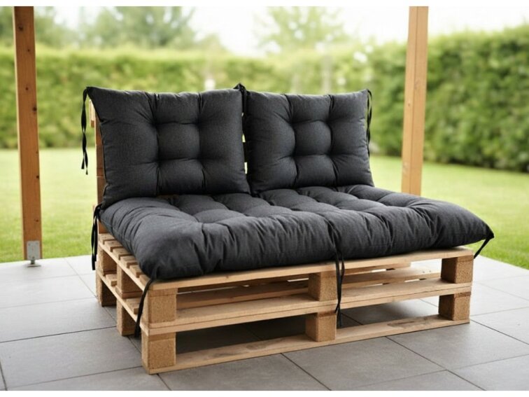 Paletové prošívané sezení MATTEO SET - sedák 120x80 cm, 2x opěrka 60x40 cm, černá color 01, Mybesthome