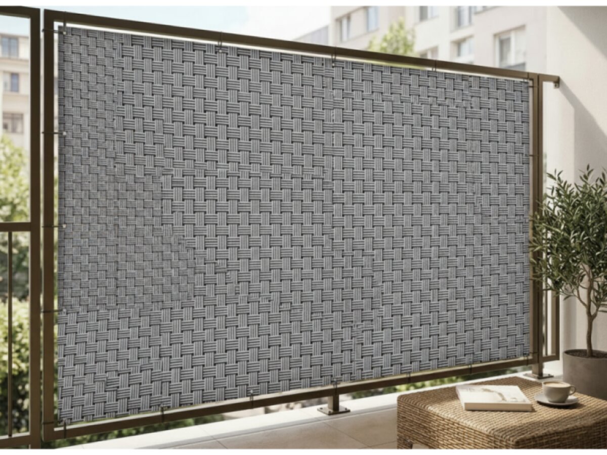 Balkonová ratanová zástěna s očky PORI výška 90 cm, 100 cm - cena za 1 běžný metr černá/bílá MyBestHome