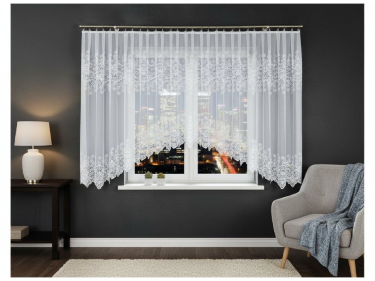 Dekorační krátká vzorovaná záclona na žabky CELINA 160 bílá 500x160 cm MyBestHome