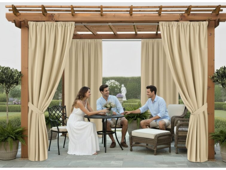 Venkovní zahradní závěs s tunýlkem JAMAICA color 17 světle béžová, různé rozměry MyBestHome