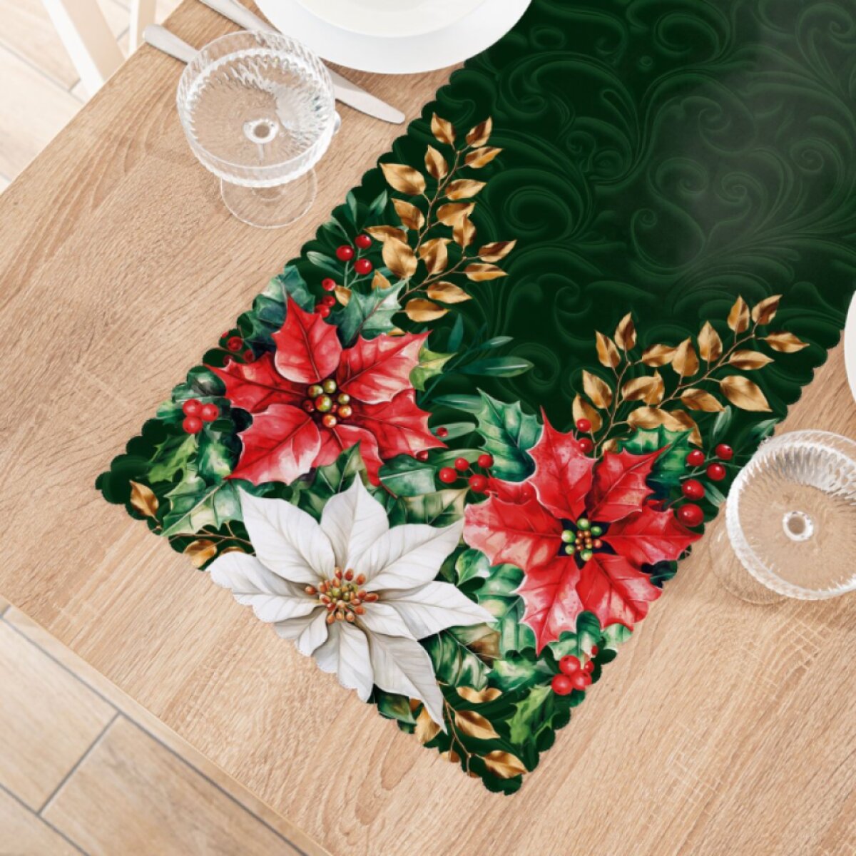 Vánoční běhoun na stůl HVĚZDA BETLÉMSKÁ 38x160 cm