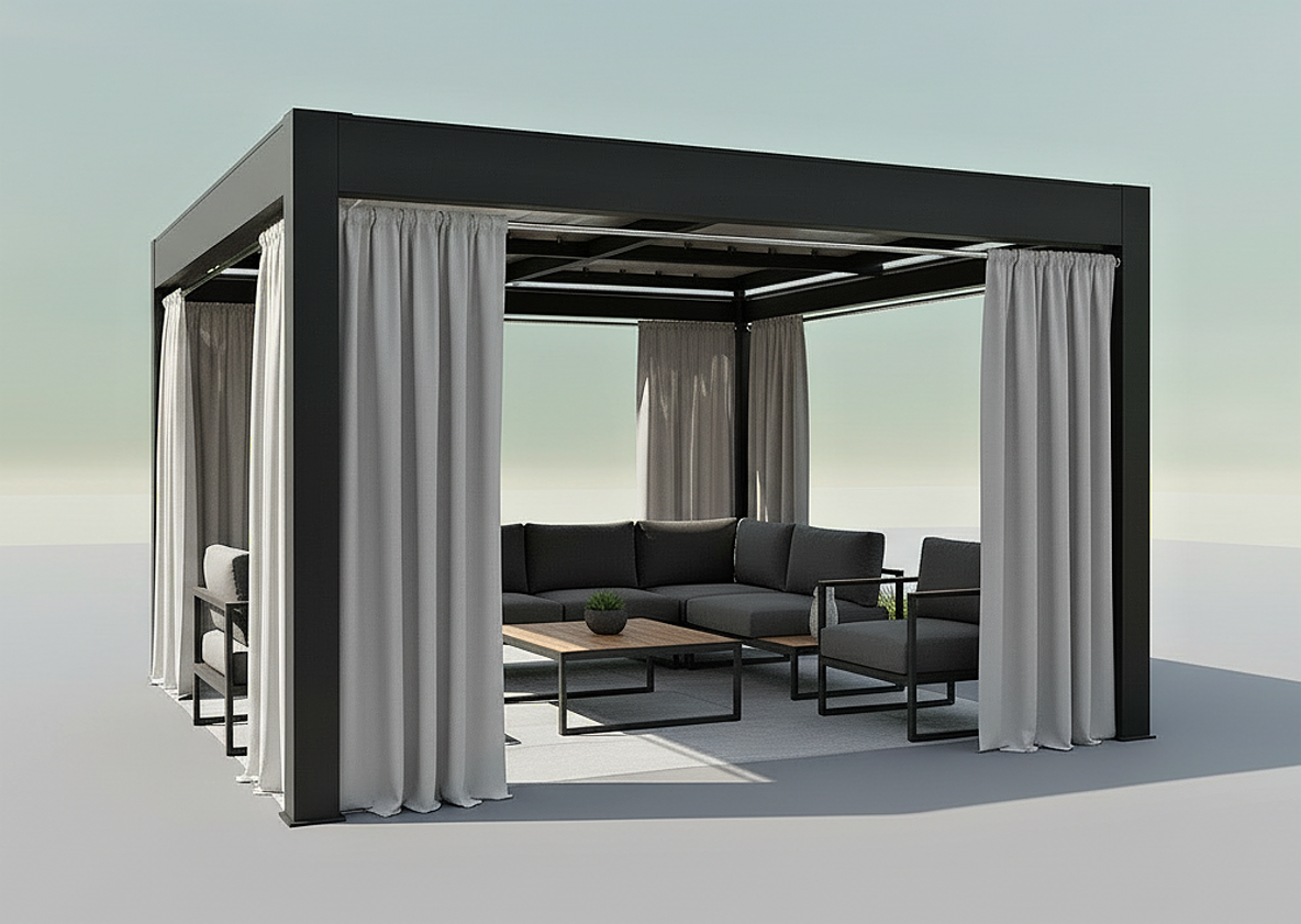 Venkovní zahradní závěs s řasící páskou GARDENIA TAPE světle šedá, různé rozměry Mybesthome