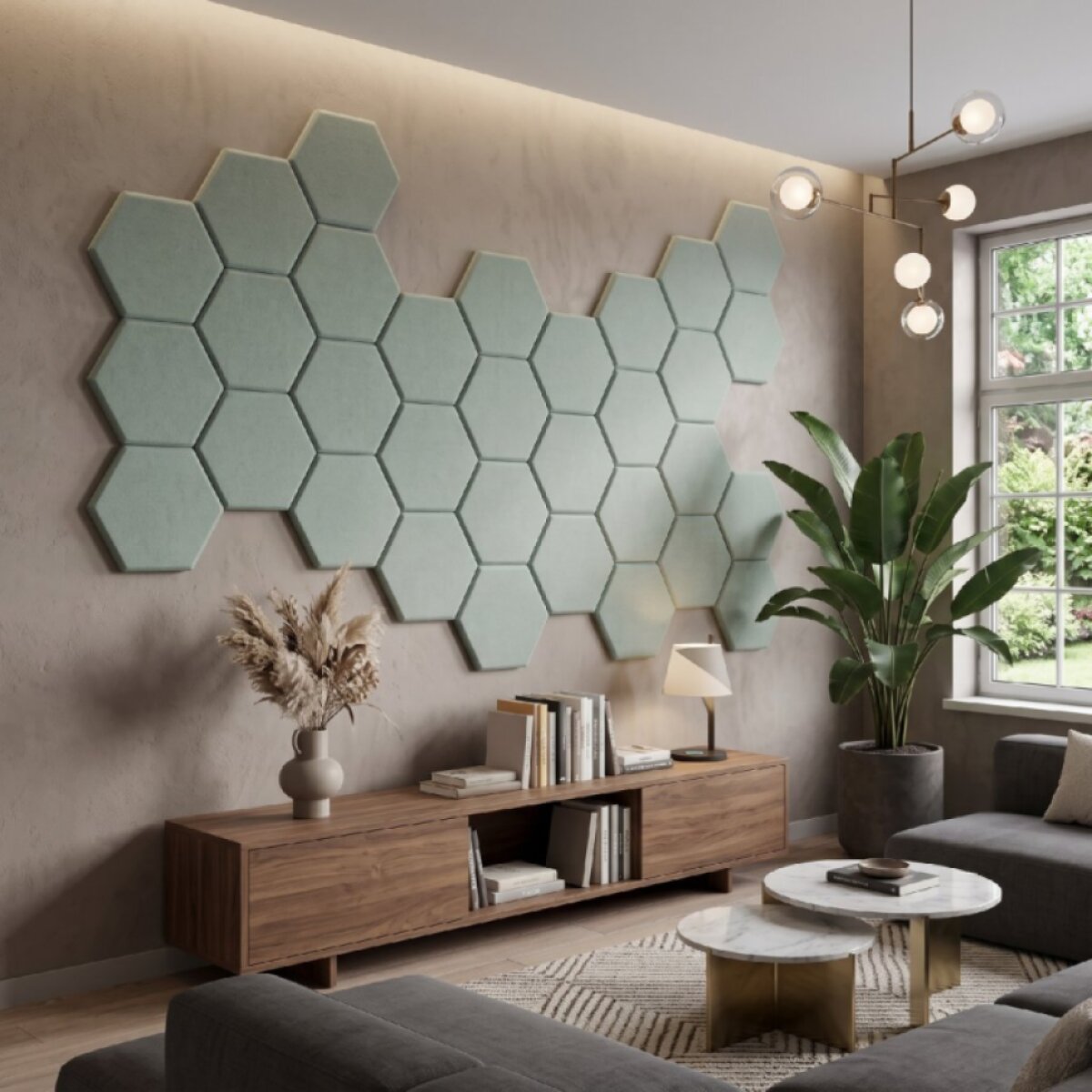 Čalouněný nástěnný panel HEXAGON více rozměrů mátová MyBestHome