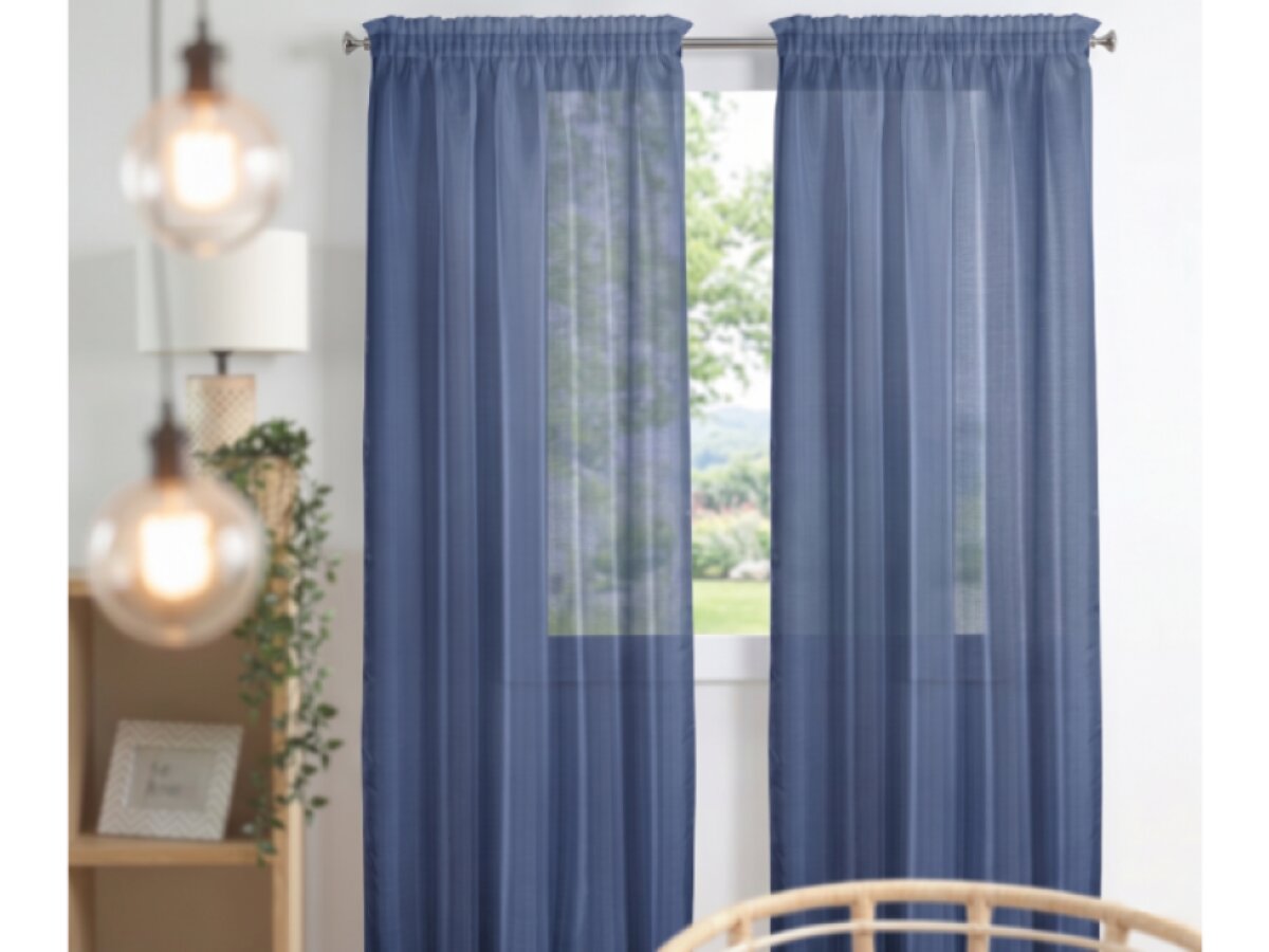 Dekorační dlouhá záclona s řasící páskou WOOD modrá 140x245 cm (cena za 1 kus) MyBestHome
