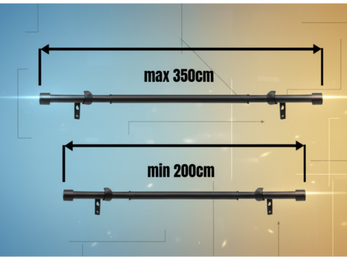 Kovová teleskopická garnýž VINCENZO DUO černá 200-350 cm Ø 16/19 mm dvouřadá Mybesthome
