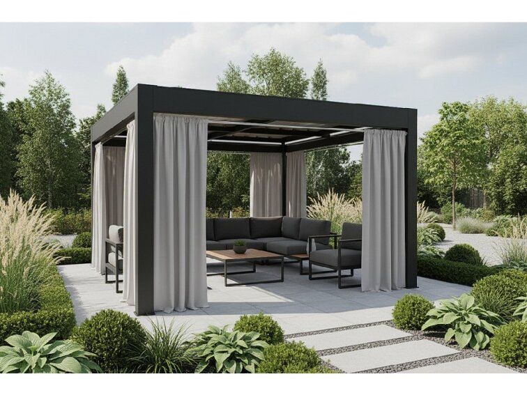 Venkovní zahradní závěs s řasící páskou GARDENIA TAPE světle šedá, různé rozměry Mybesthome