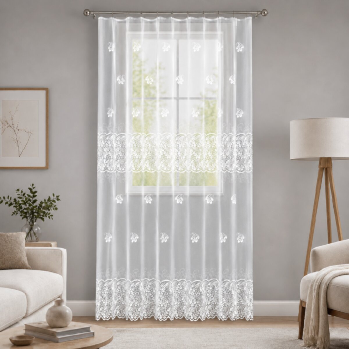 Dekorační žakárová záclona s řasící páskou LUSYA 250 bílá 200x250 cm MyBestHome