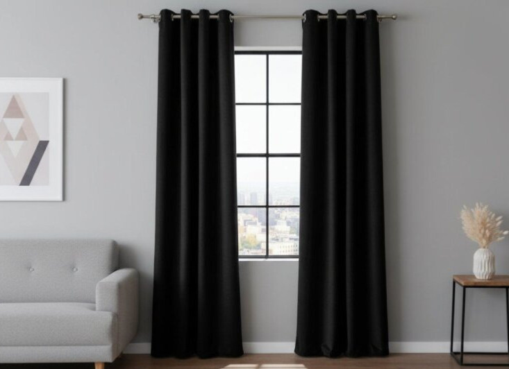 Zatemňovací závěs s kroužky BLACKOUT UNO 140x260 cm, černá (cena za 1 kus) MyBestHome